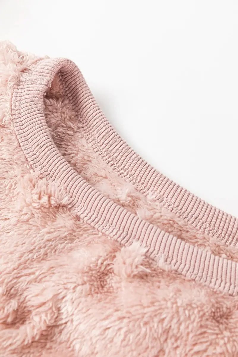 Love Salve Pink Leopard Fleece Women's Lounge Set Home Casual Two-Piece Cozy Soft