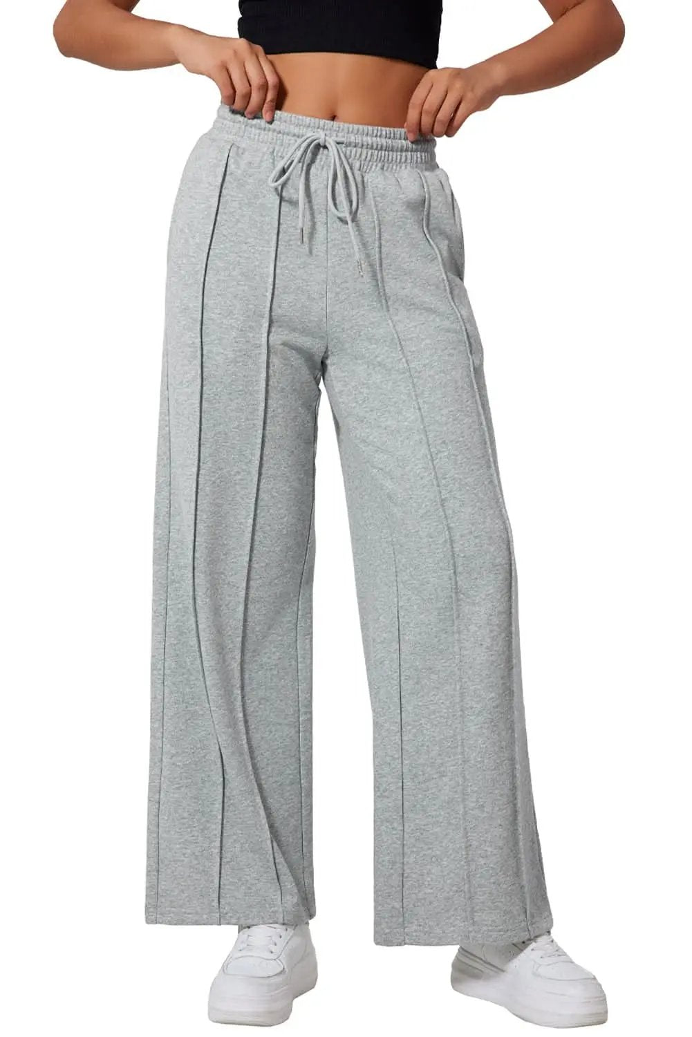 Love Salve Gray Wide Leg Women's Sweatpants Trendy High Waist Comfort