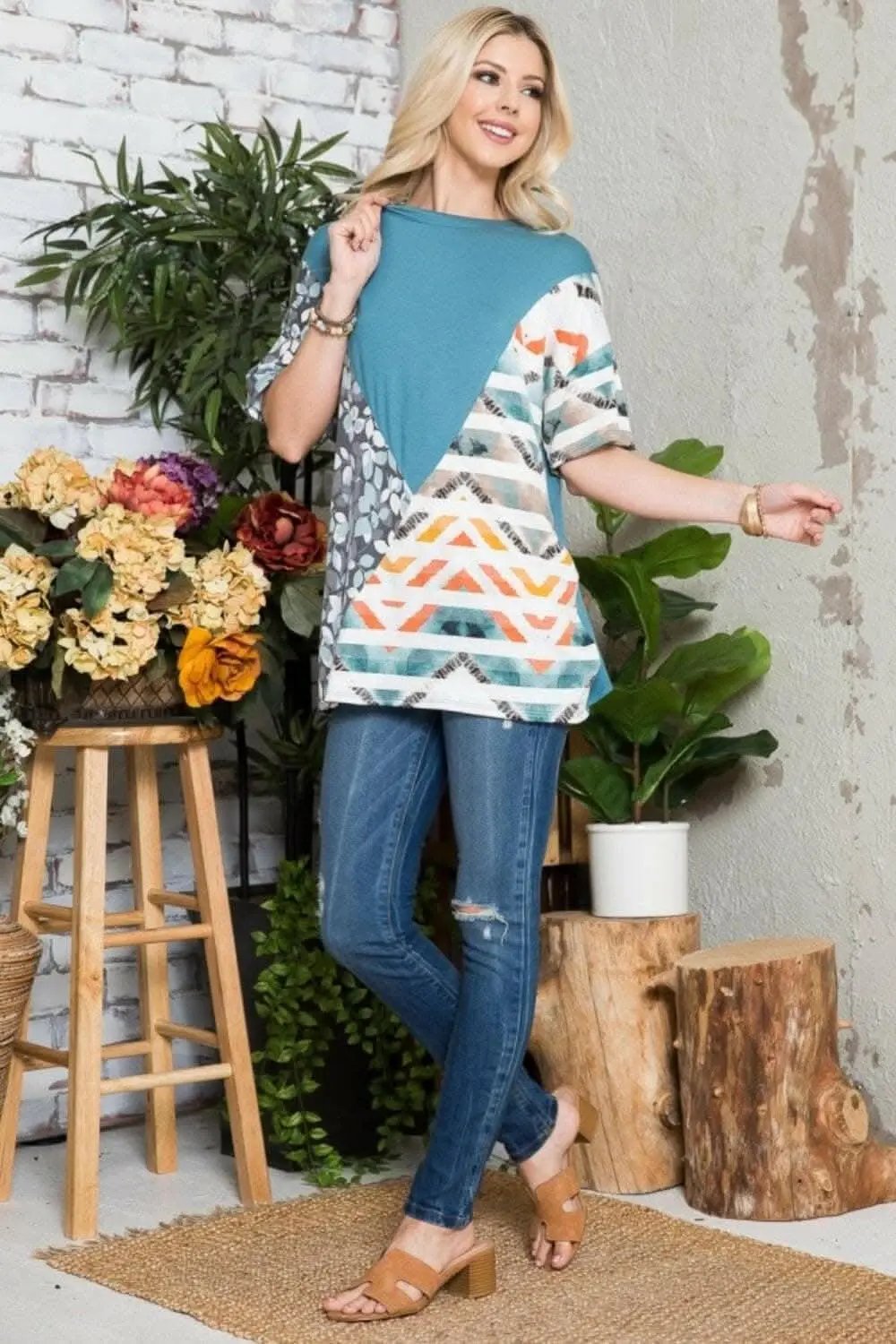 Love Salve Color Block Tee Women's Casual T-Shirt Soft, Comfortable