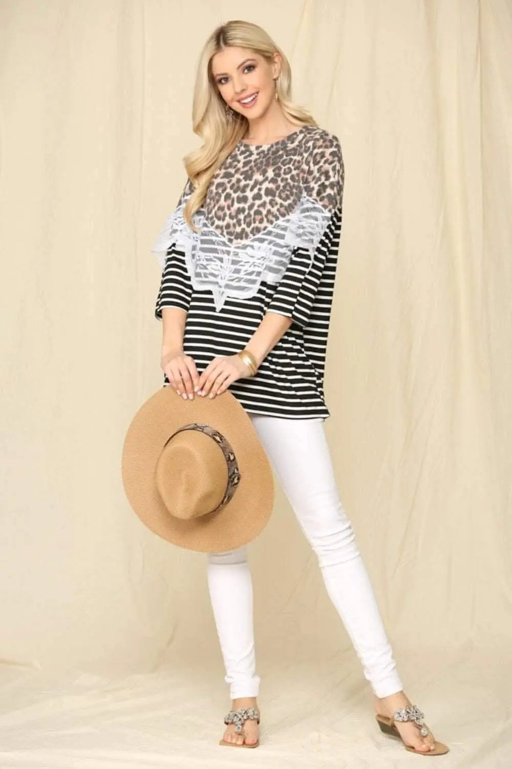 Love Salve Leopard Stripe Plus Size Women's Tee: Everyday Comfort Top