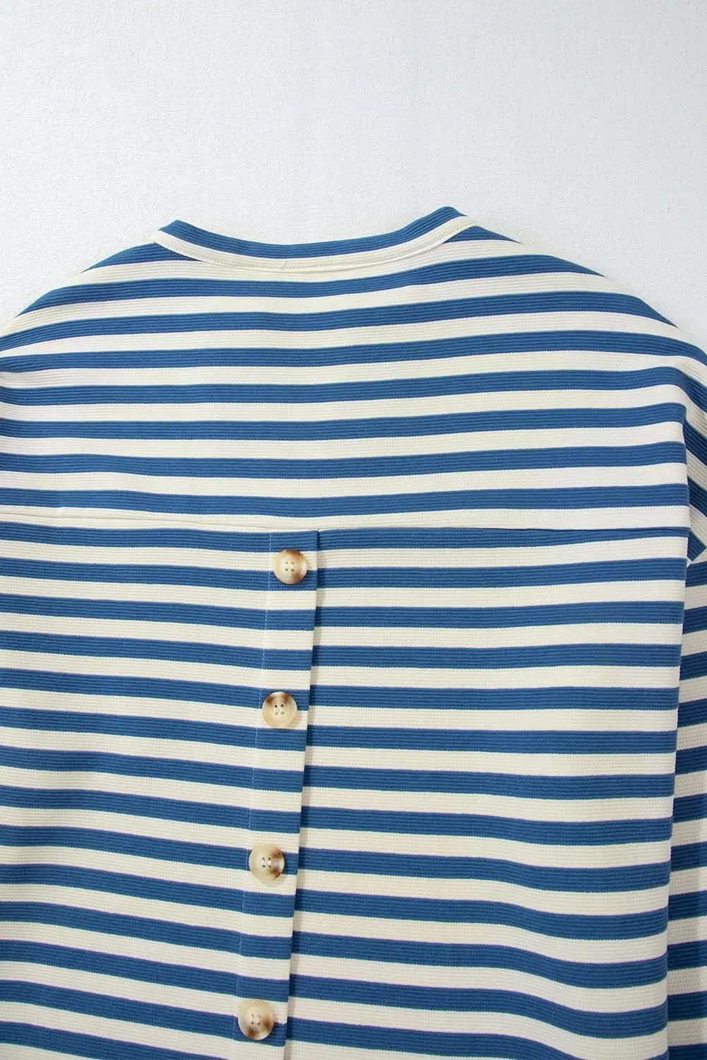 V-Neck Top - Sky Blue Striped - Casual