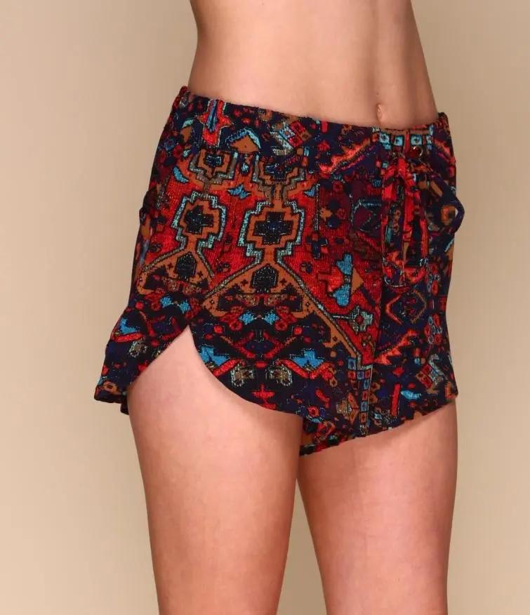 MERRITT CHARLES Boho Silk Shorts Women's Summer Loungewear Shorts with Pockets