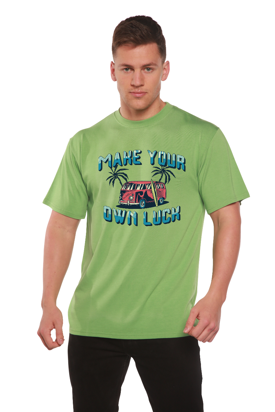 Make your own luck Men's Bamboo Viscose/Organic Cotton Short Sleeve Graphic T-Shirt