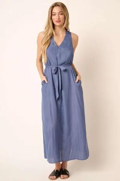 Trendsi Cross Back Maxi Dress Women's Summer Casual V Neck Gown Chic