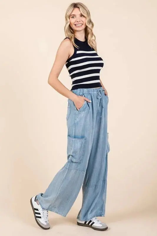 Trendsi Cargo Pants Women's High Waist Wide Leg Casual Trousers Comfy