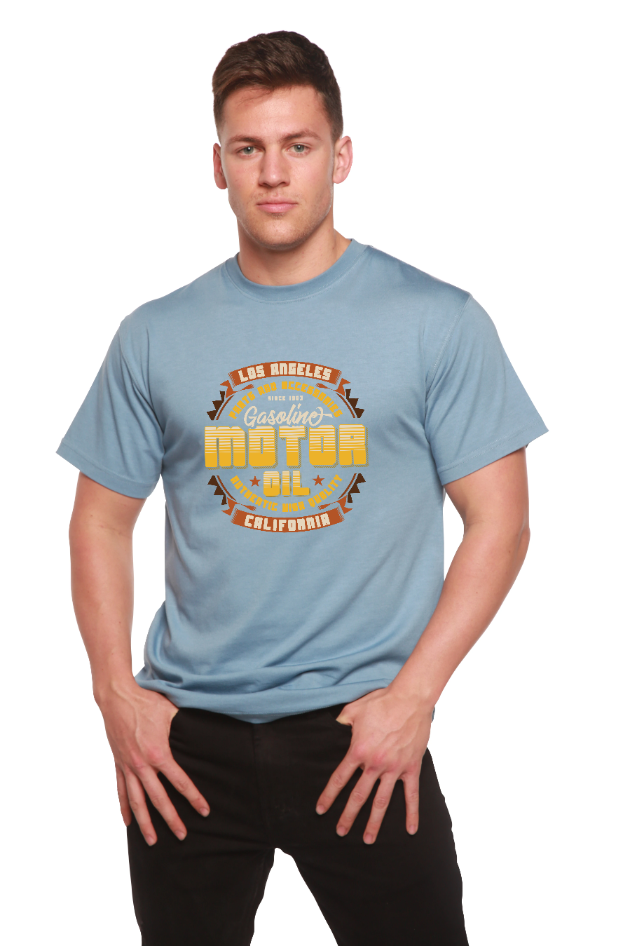 Motor oil Men's Bamboo Viscose/Organic Cotton Short Sleeve Graphic T-Shirt