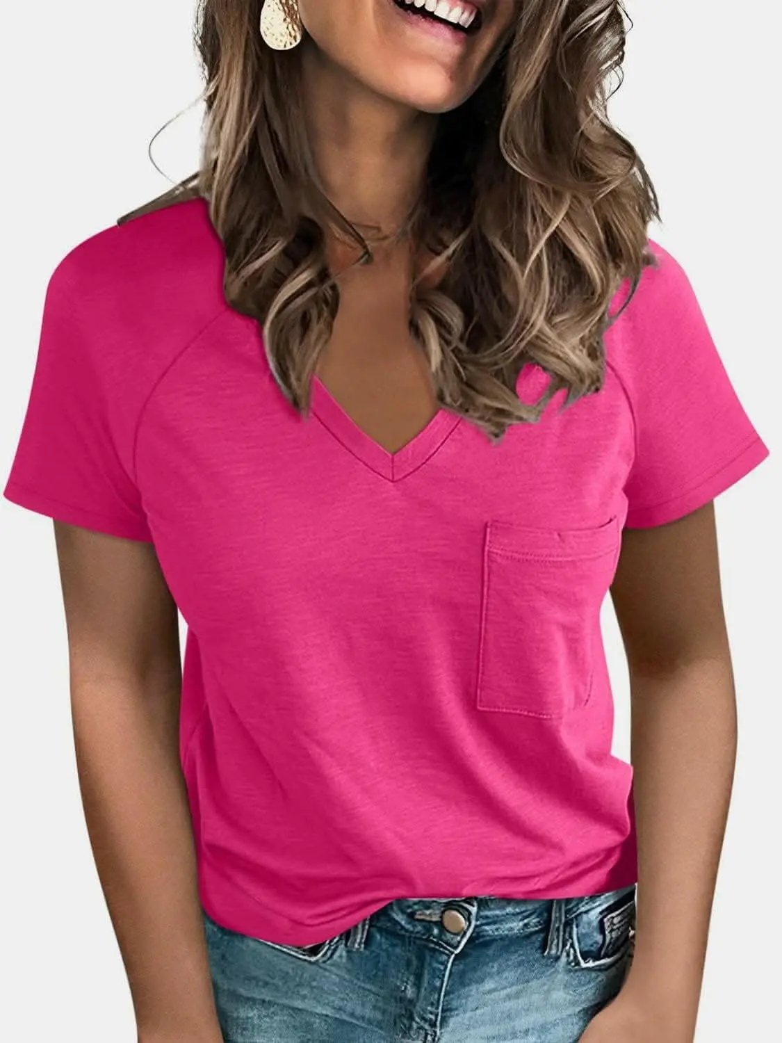 Trendsi just arrived - V-neck tee with pockets - comfy fit