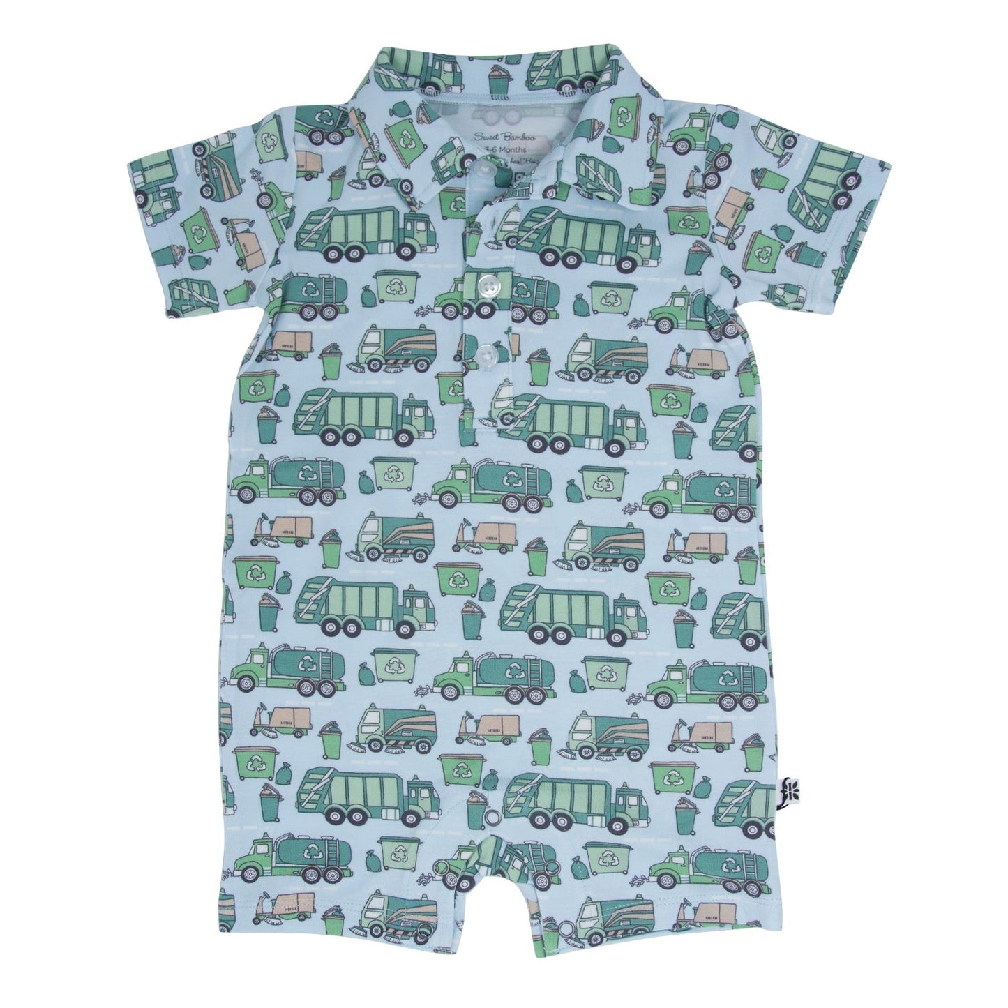Garbage Trucks Recycle Polo Romper