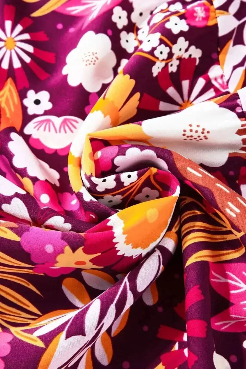 Trendsi Printed Midi Dress Women's Casual Long Sleeve Pocketed Dress