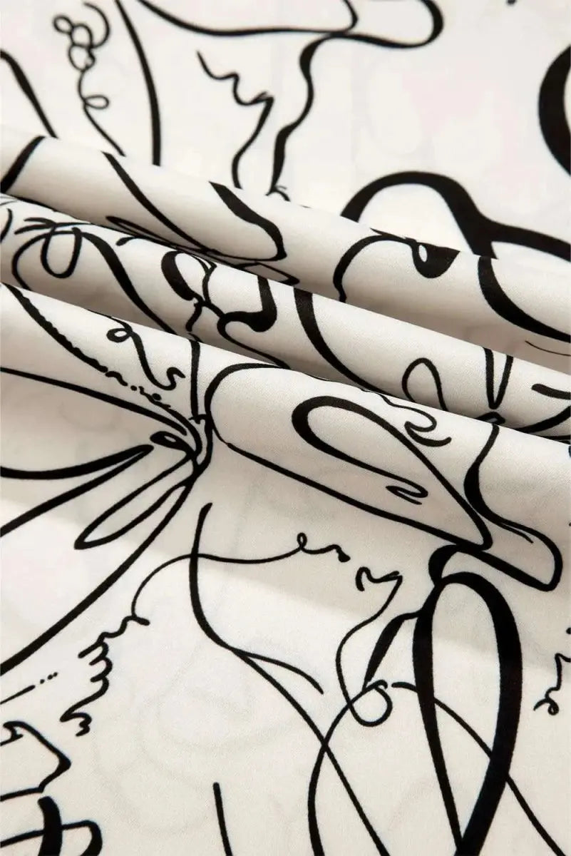 Blouse - Printed 3/4 Sleeve Round Neck - Casual Stylish