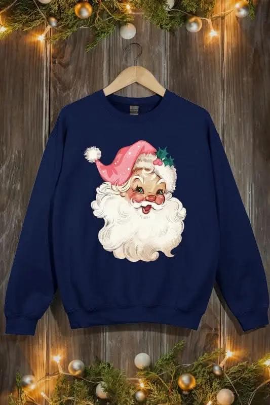 Color Bear Pink Santa Fleece Women's Cute Sweatshirt Warm & Cozy