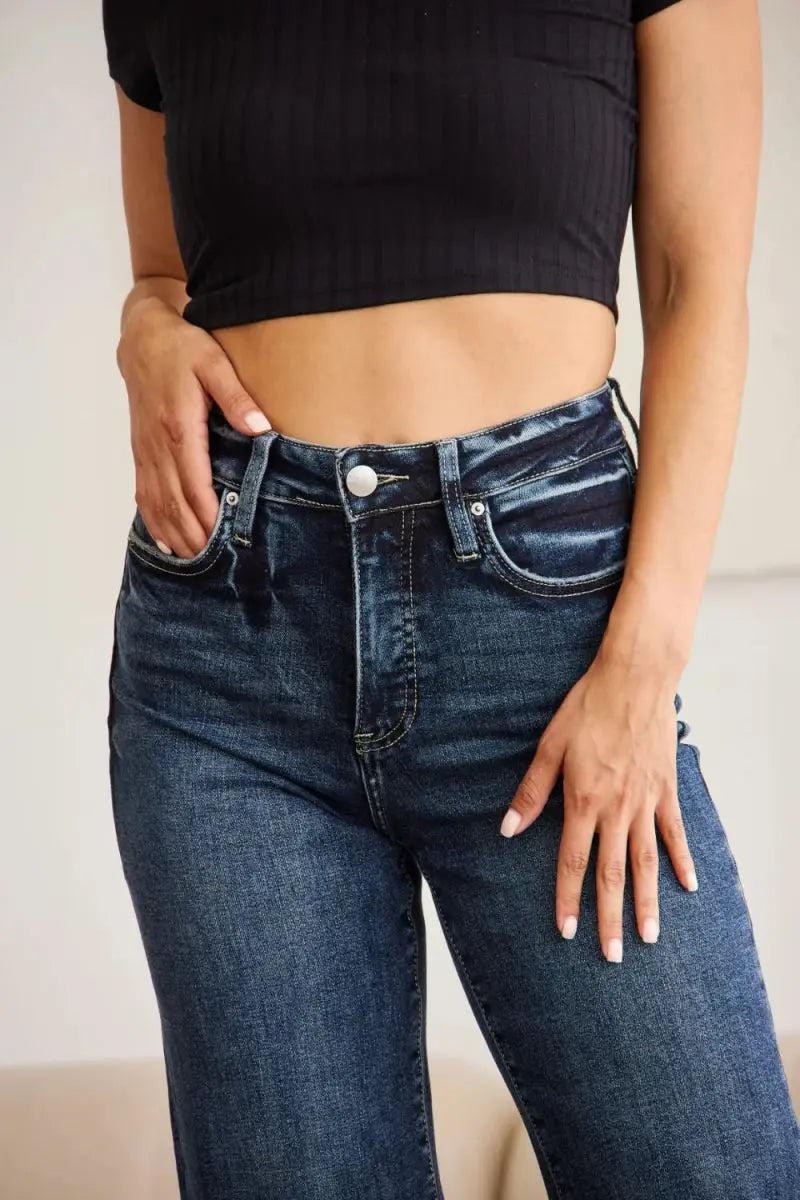 Women's Jeans - Tummy Control High Waist - Raw Hem