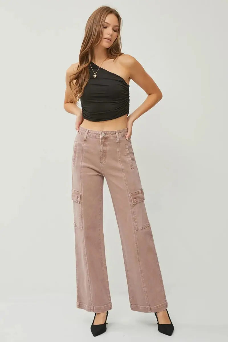 Cargo Jeans - High Rise Comfort - Wide Leg