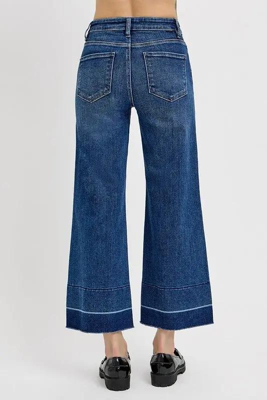 Cropped Jeans - Tummy Control High Rise - Wide Hem Everyday
