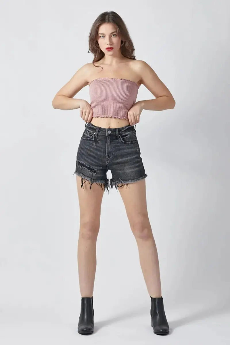 Women's Denim Shorts - Raw Hem Pockets - Casual Summer