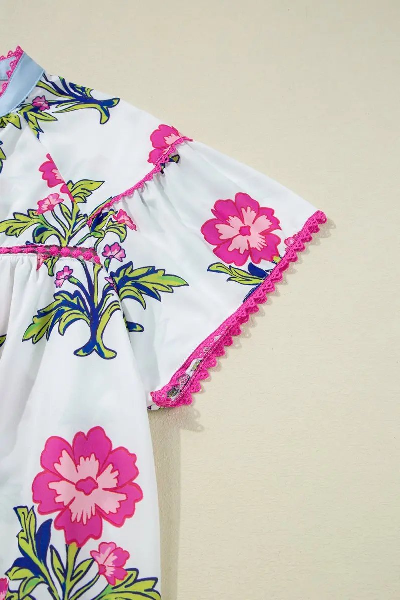 Plus Size Blouse - Floral V-Neck - Southern Belle Summer