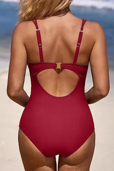 Monokini Swimsuit - Scalloped V-Neck Cut Out - Eco-Friendly One-Piece