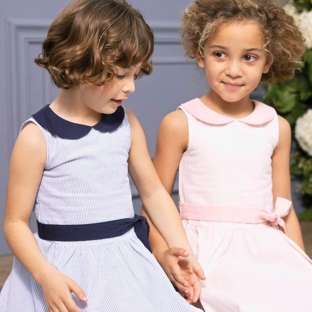 Seersucker Peter Pan Collar Dress