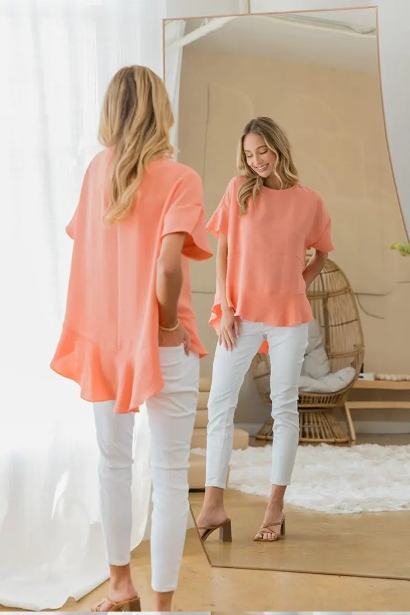 Trendsi Ruffled Top Women's Fashion Casual Shirt Cute & Comfy