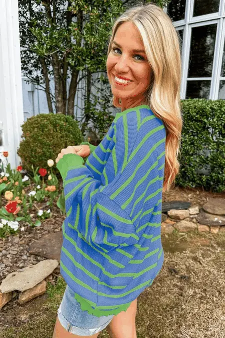 Trendsi Striped Sweater Women's Casual Round Neck Long Sleeve Top Comfortable