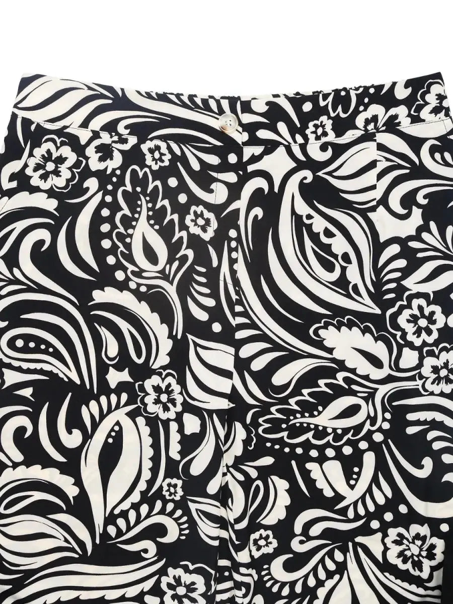 Trendsi Printed Wide Leg Women's Pants Casual Bottoms with Pockets