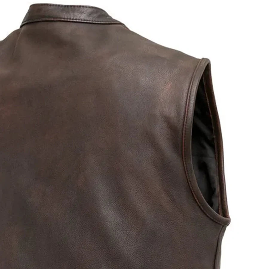 Top Rocker Men's Motorcycle Leather Vest