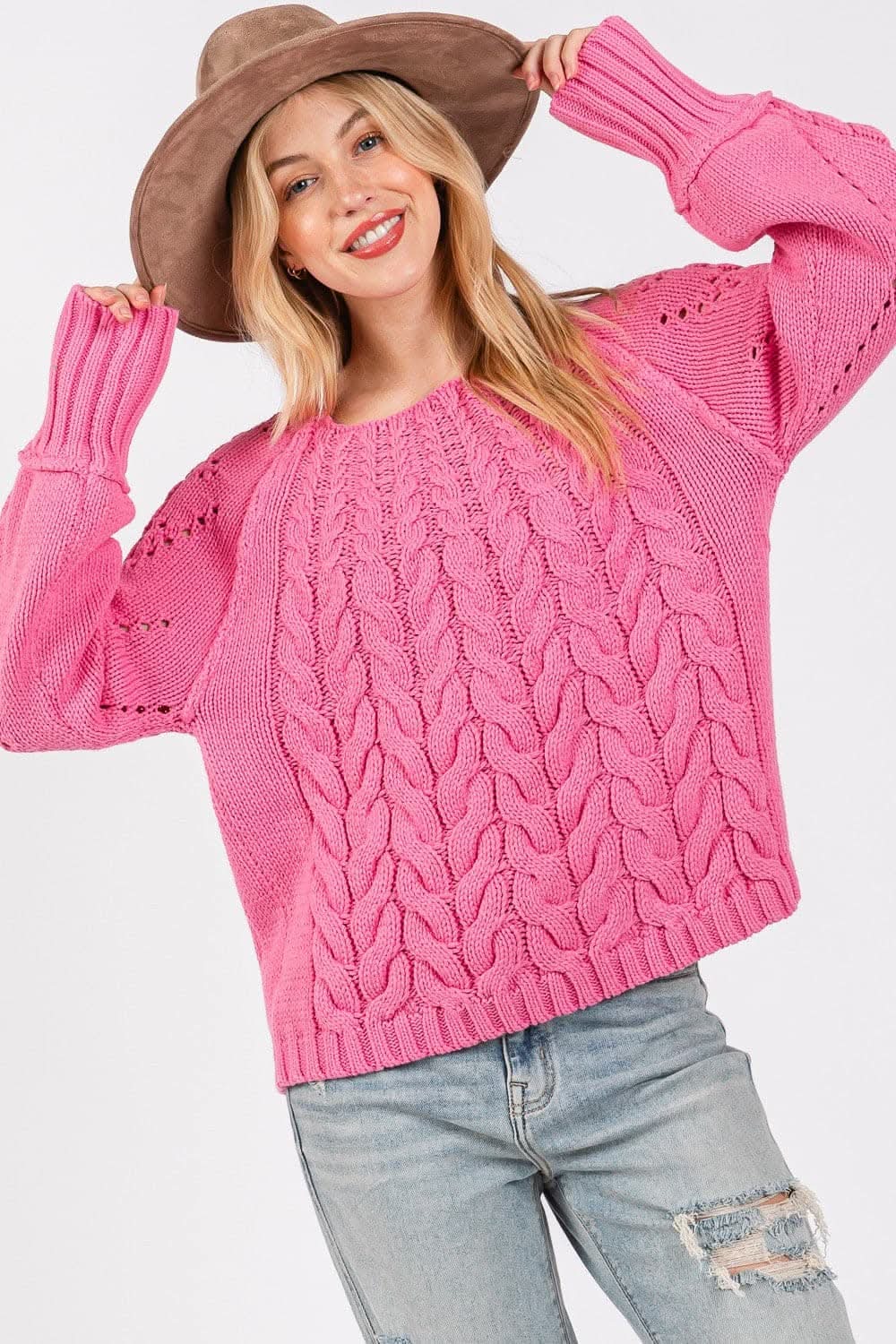 Trendsi Cable-Knit Sweater Women's Oversized Fall Outfit Essential