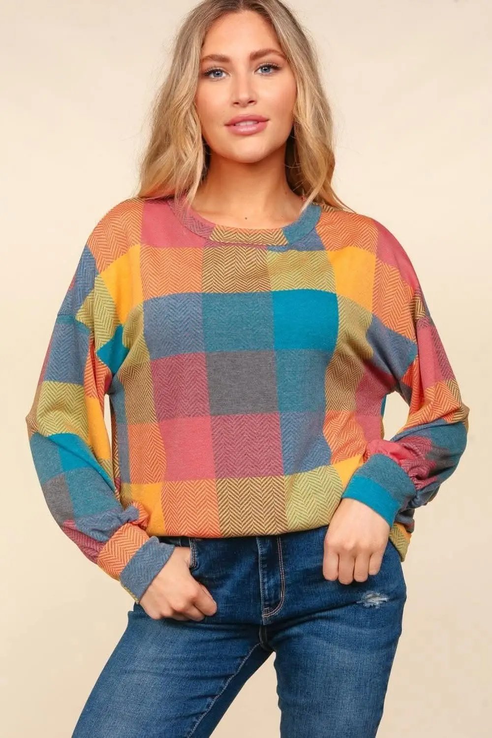 Trendsi Plaid Sweater Women's Fall Layering Knit Top: Cozy & Stylish