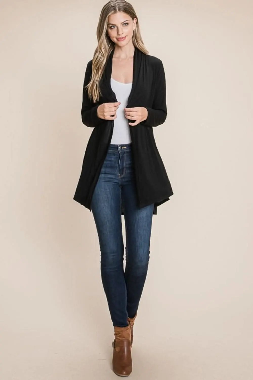 Trendsi Chic open front knit cardigan