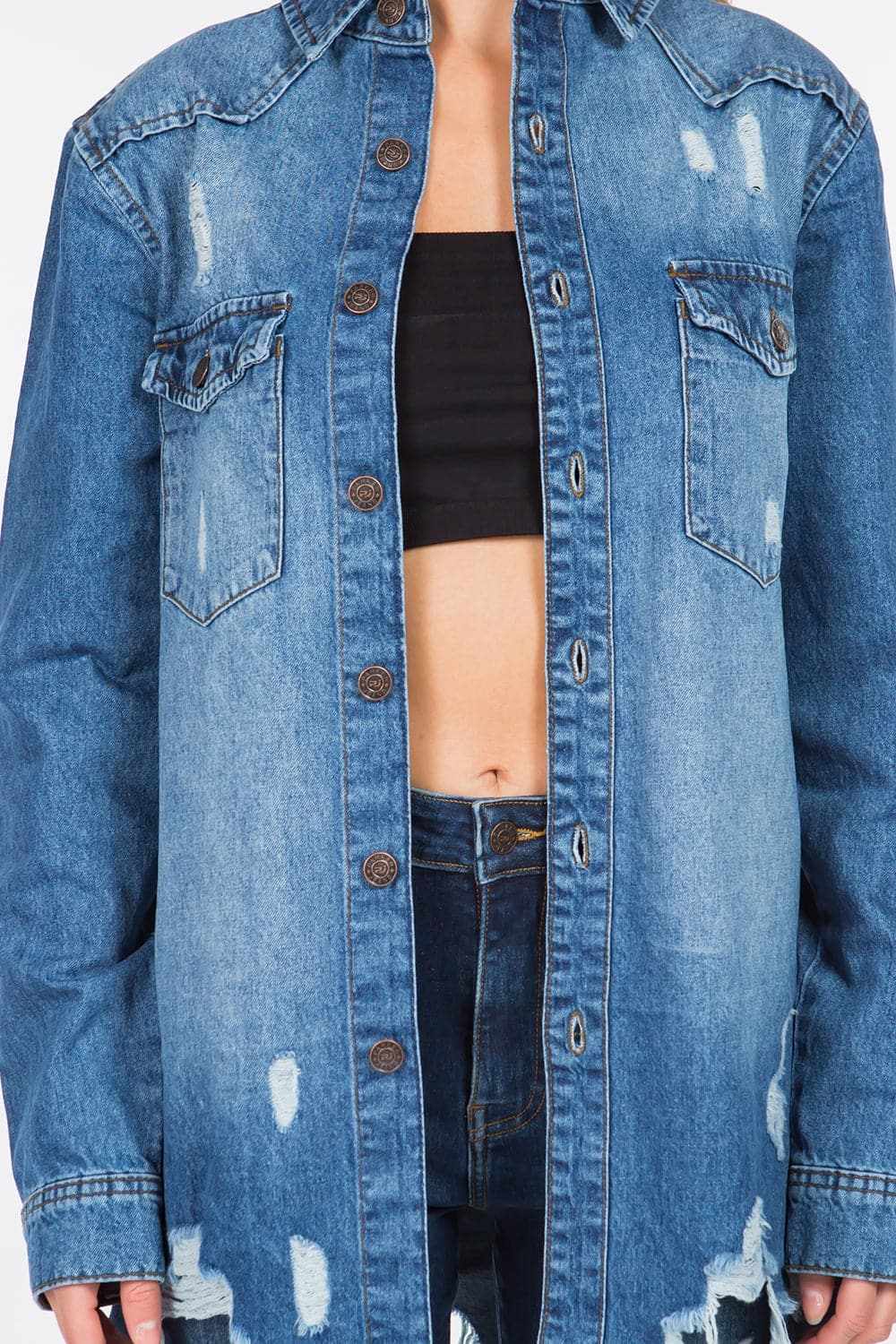 Denim Jacket - Distressed - Chic Style