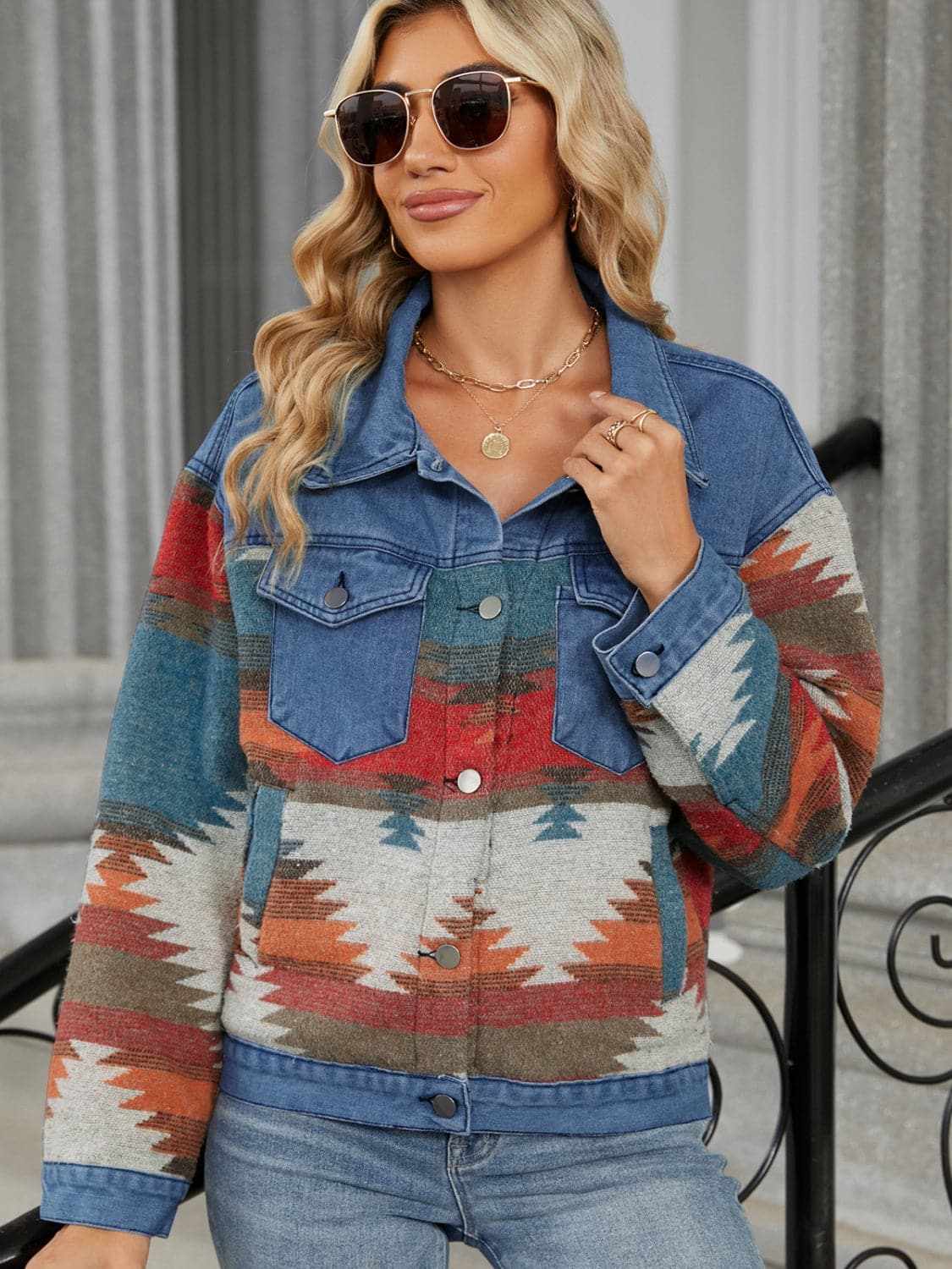 Trendsi Chic denim jacket with pockets