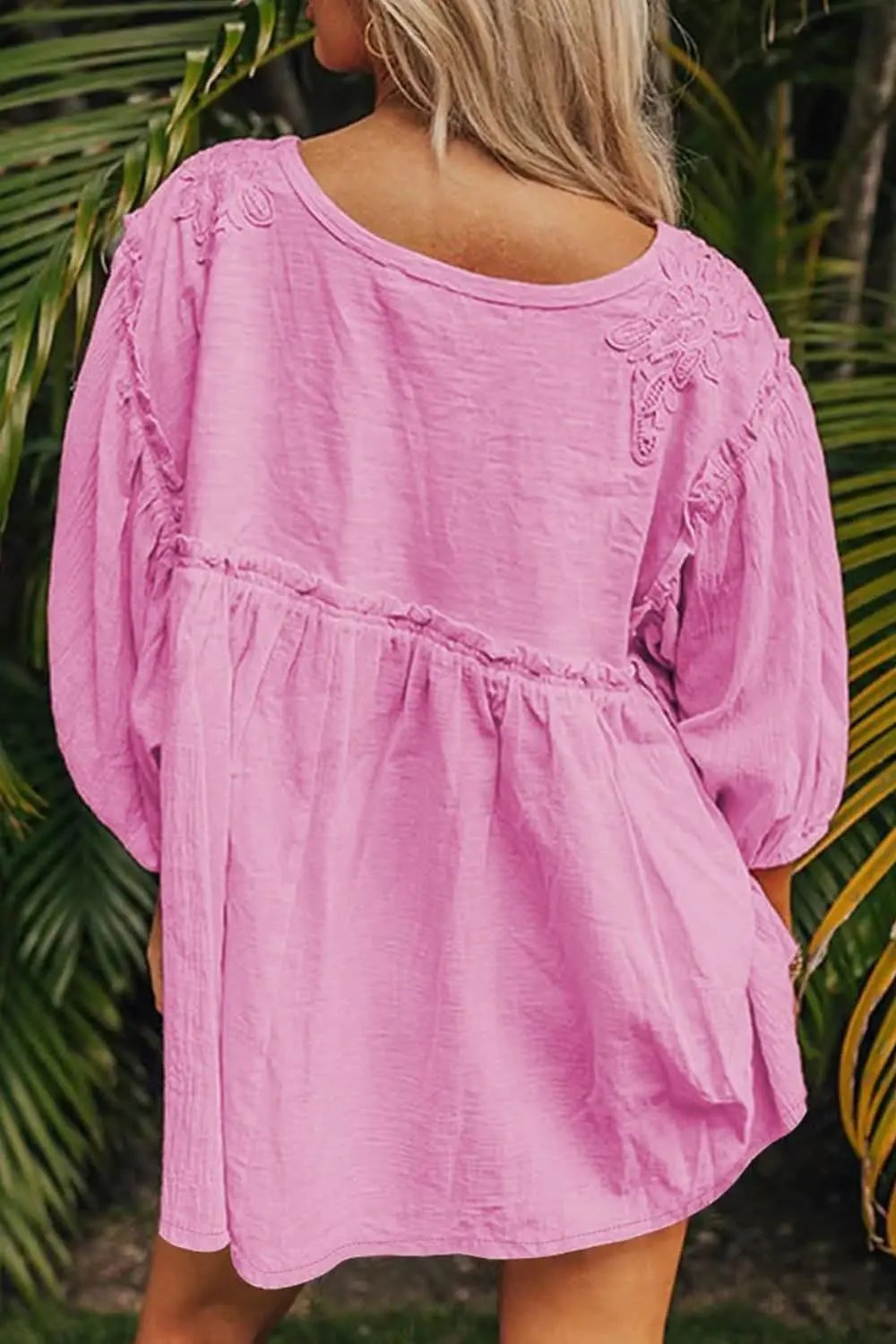 Trendsi Lace detail cotton blouse for women