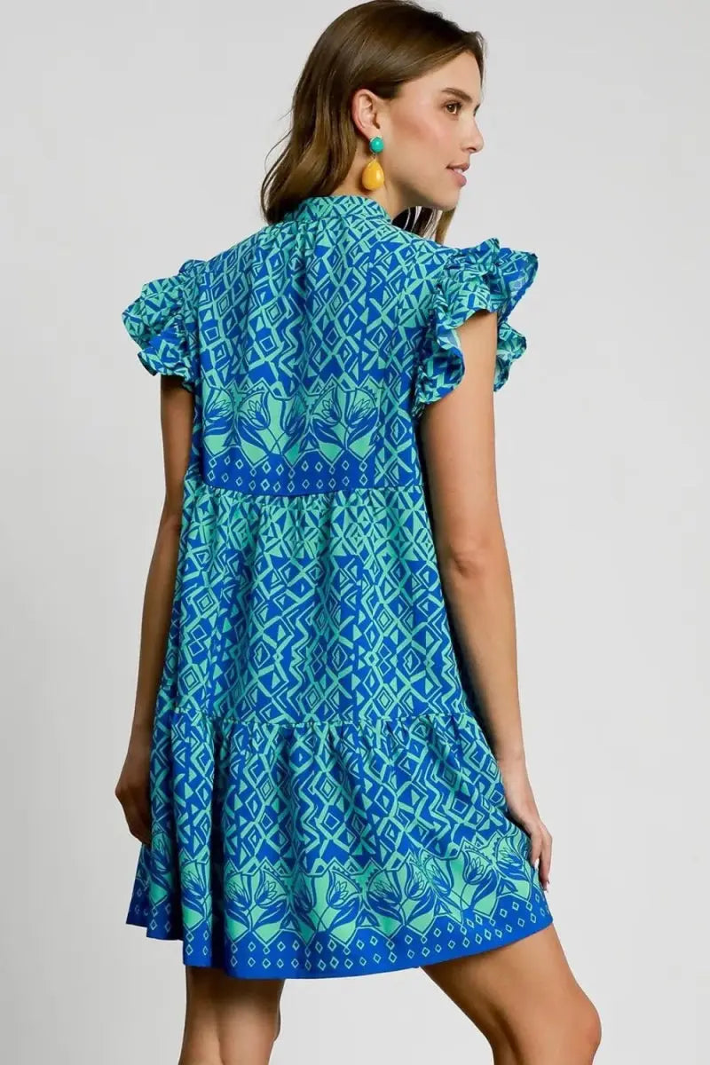 Trendsi Mixed Print Mini Dress Women's Plus Size Casual Dress - Comfy & USA Ship