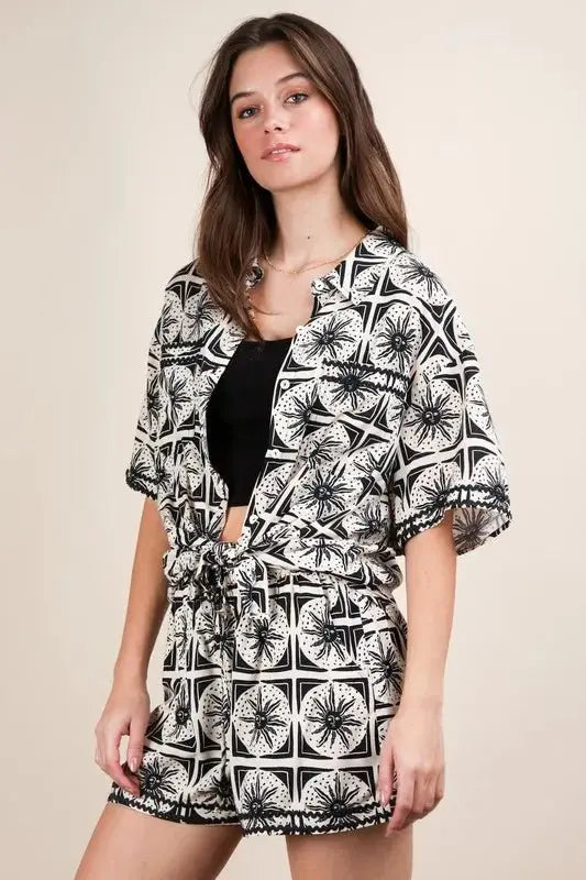Women's Matching Set - Tropical Print Plus Size - Comfy Resort Wear