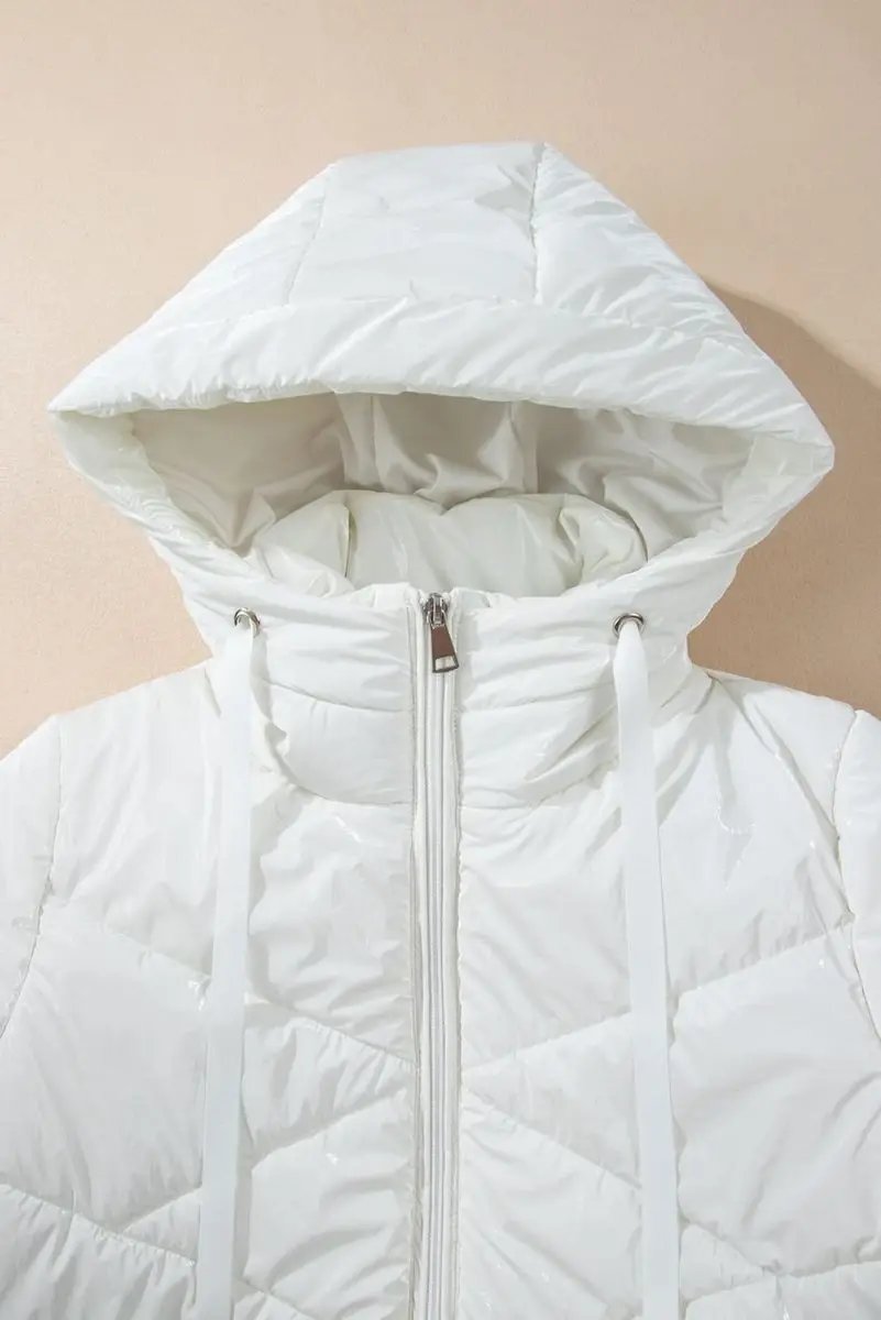 Women's Puffer Jacket - Warm Hooded Quilted - Casual Style