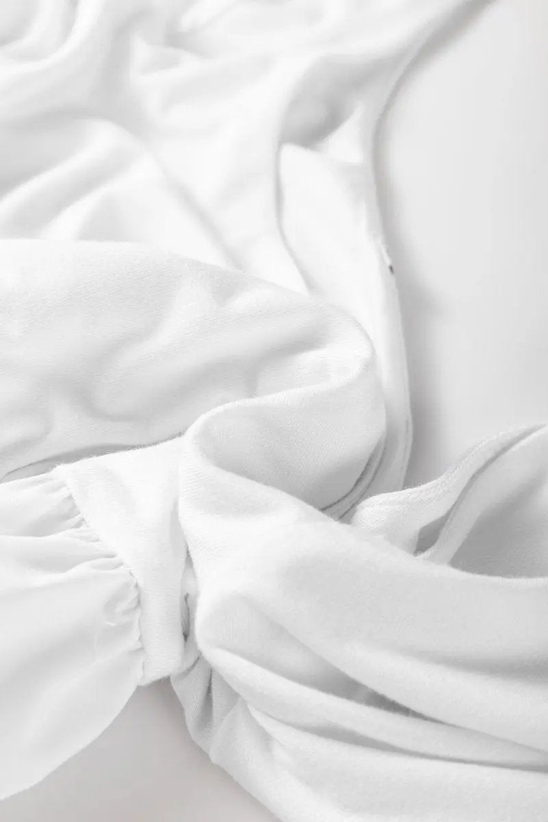 Love Salve White U-Neck Top Women's Daily Wear Blouse Elegant, Bubble Hem