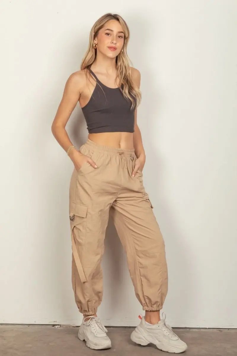 Trendsi Y2K Cargo Pants Women's Streetwear Elastic Waist Wide Leg Trousers