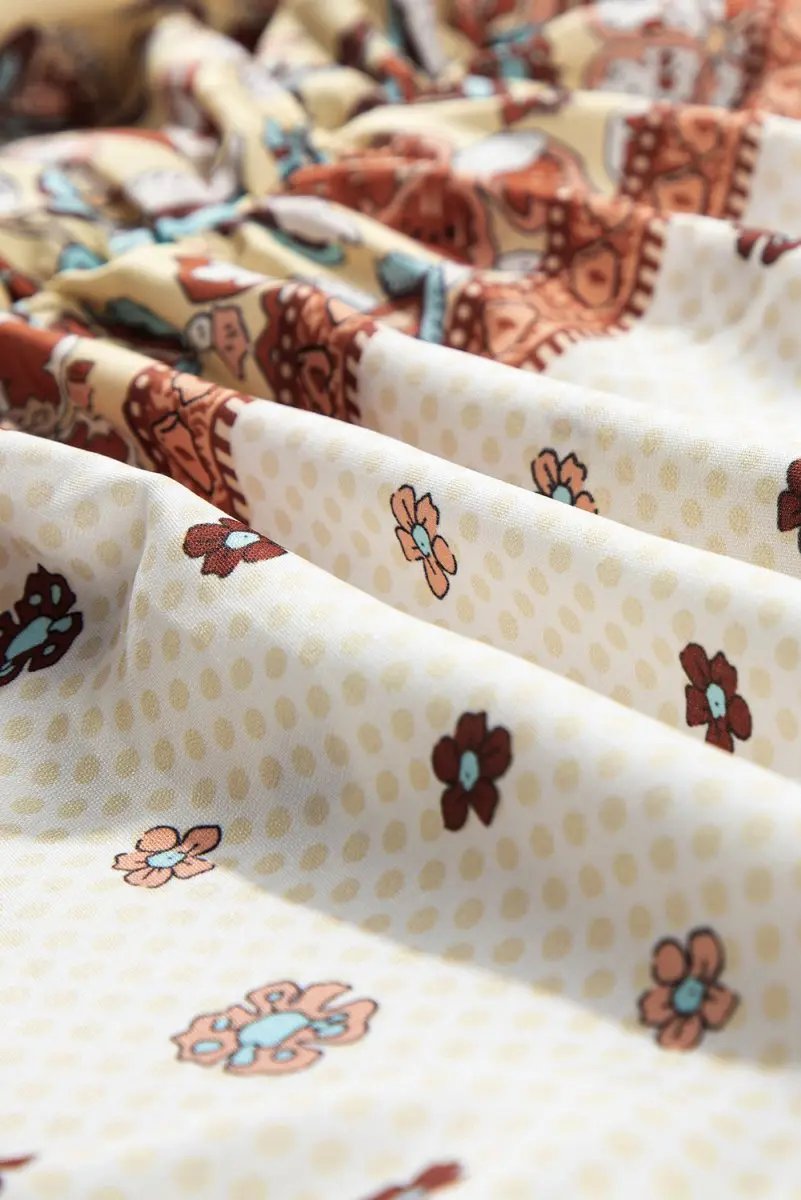 Women's Blouse - V Neck & Bell Sleeves - Floral Bohemian Top