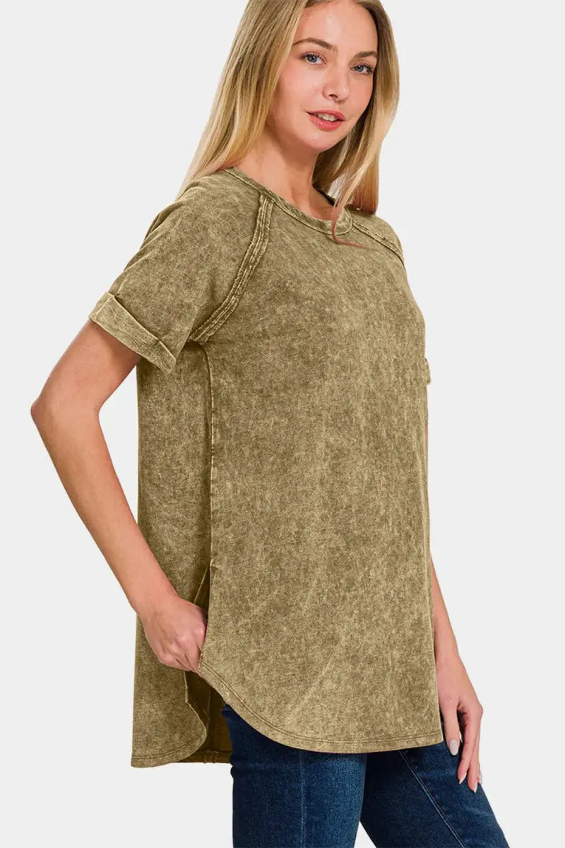 Trendsi Heathered Tee Women's Everyday Basic Top Soft & Comfy