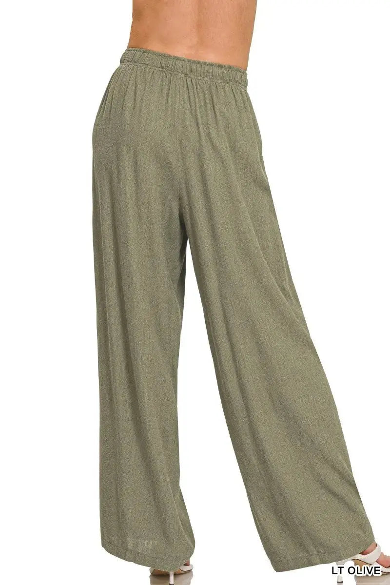 Linen Drawstring Pants - Comfy Lightweight - Women's Casual