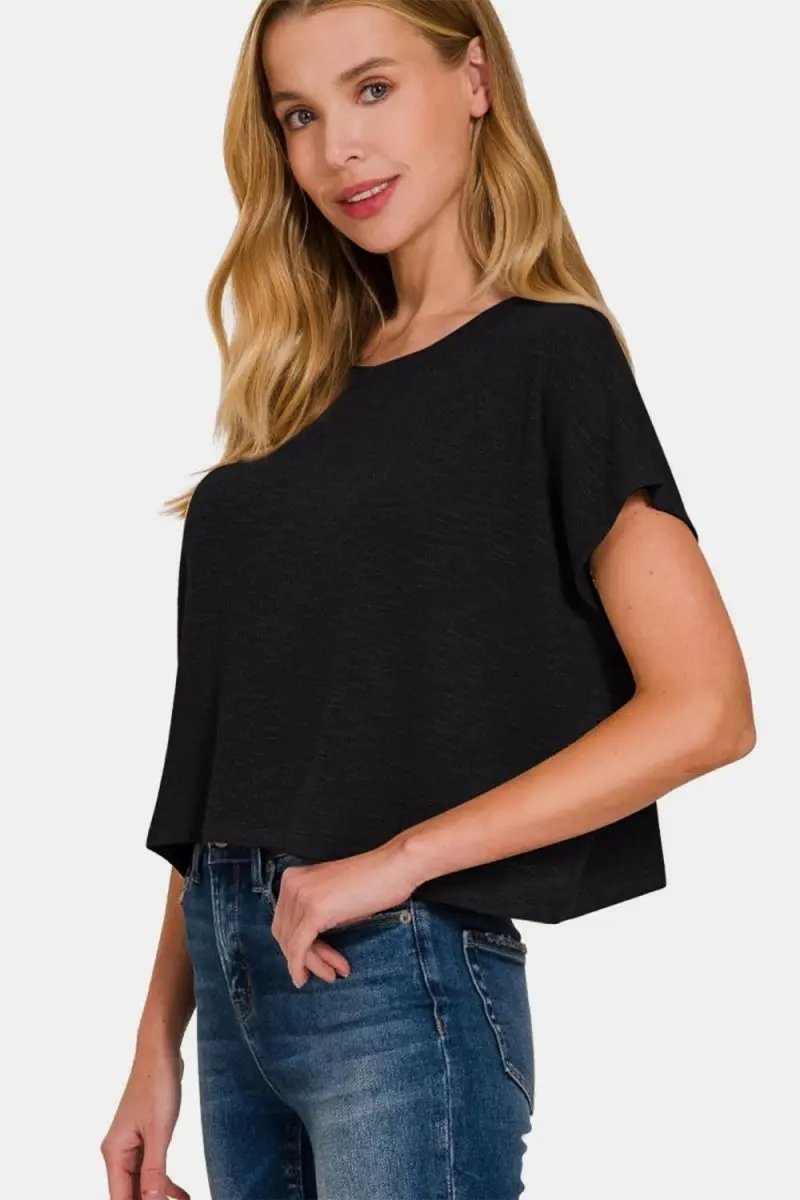Trendsi Zenana Basic Women's Crop Top Everyday Tee Soft & Comfy T-Shirt