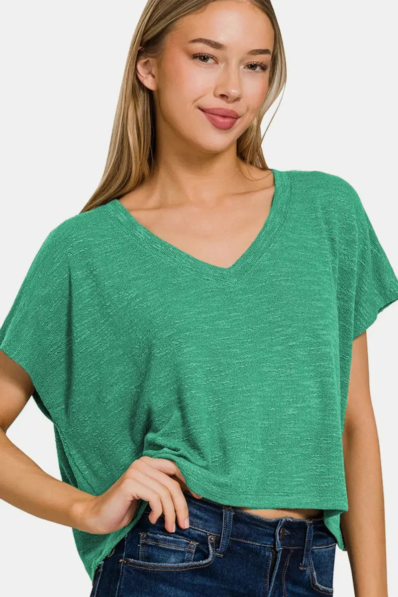 Trendsi Zenana V-Neck Tee Women's Everyday Basic Soft T-Shirt