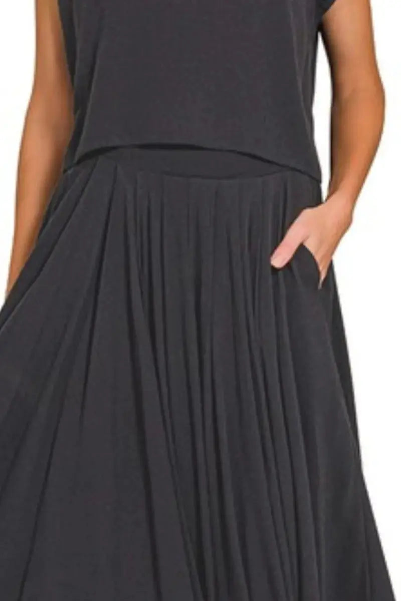 Crop Top & Skirt Set - Crinkle Gauze - Casual Two-Piece