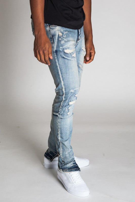 Ripped & Repaired Ankle Zip Jeans