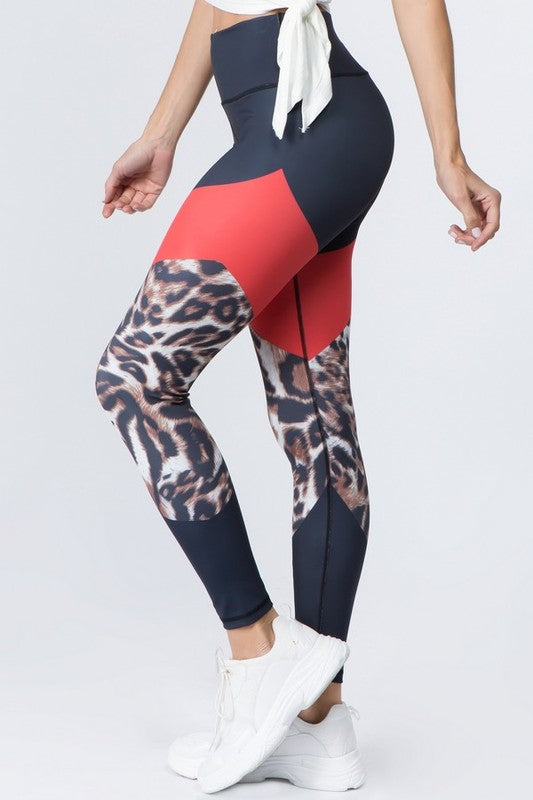 Cheetah Print Active Colorblock Activewear Legging