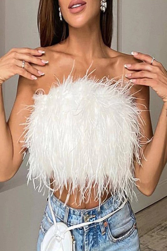 Sexy Feather Cropped Tank Top