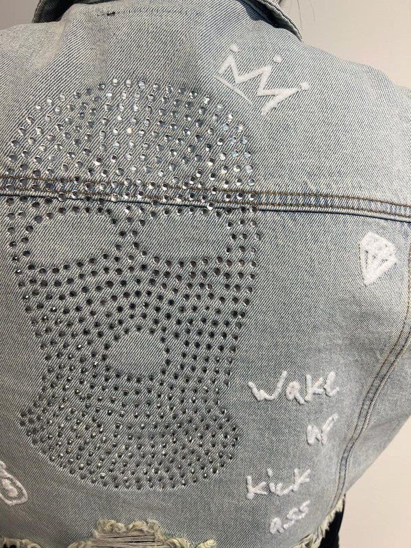 Ski Mask Rhinestones Cropped Women Jacket