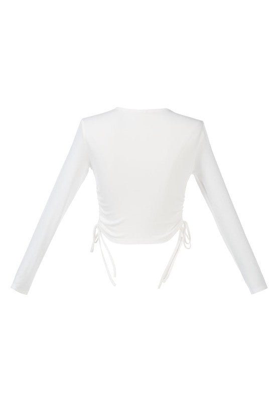 Ruched Side Drawstring Full Sleeve Top