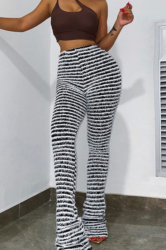 Woolen Striped Sexy Slim Pants
