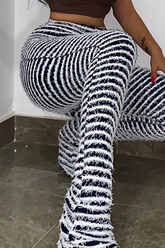 Woolen Striped Sexy Slim Pants